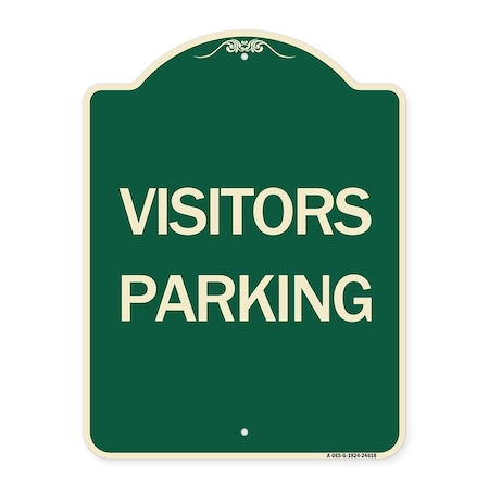 Signmission Designer Series Visitors Parking, Green & Tan Heavy-Gauge Aluminum Sign, 24" x 18", G-1824-24618 A-DES-G-1824-24618